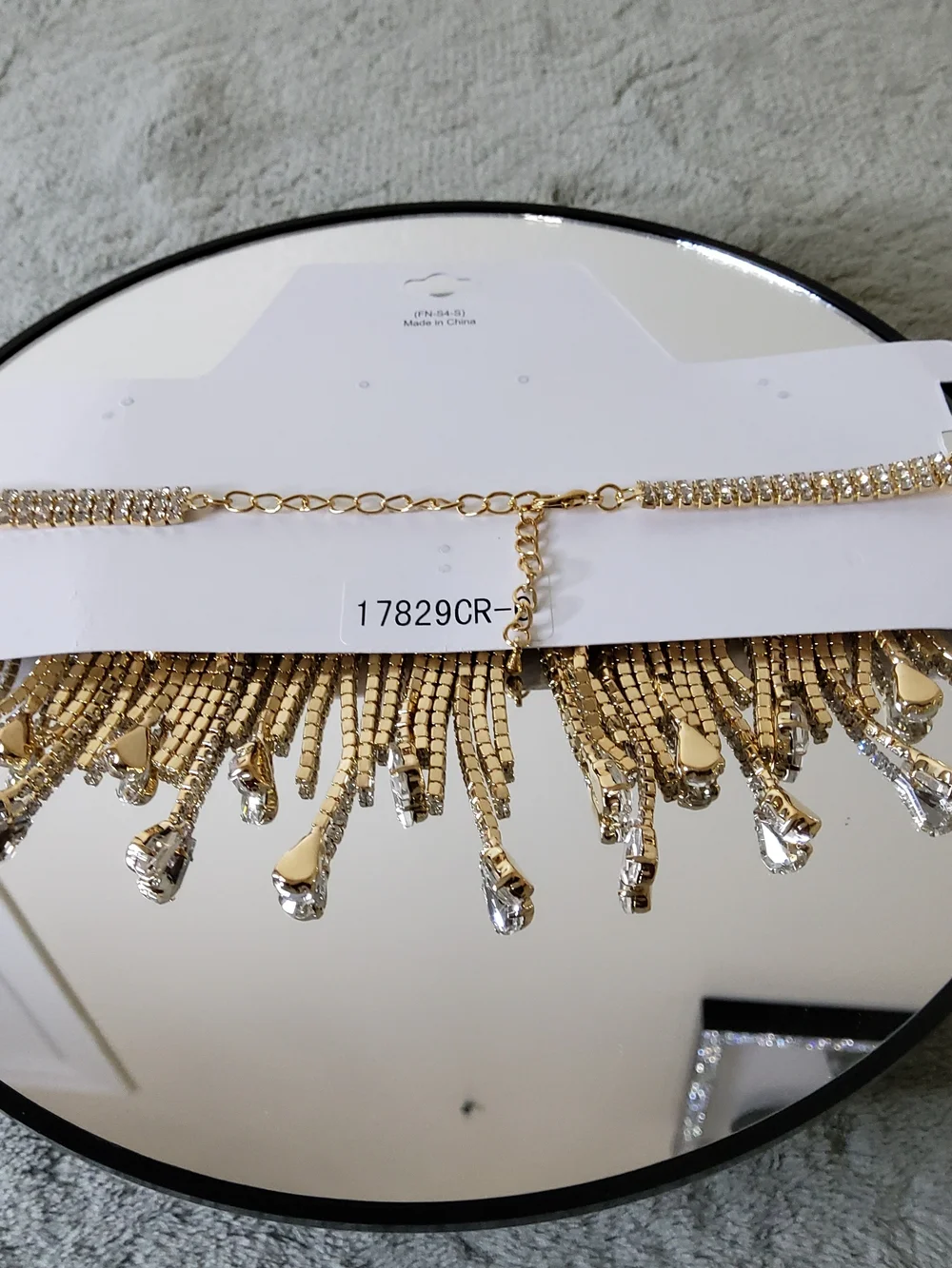 Fashion Nova Draped Choker Rhinestone Chain Necklace - Gold